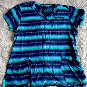 Blue striped scrub top